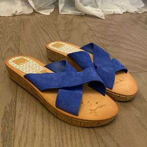 Dolce vita blue suede block slipper/sandal